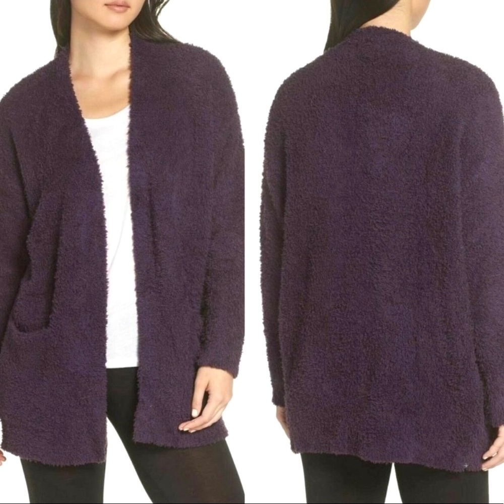 BAREFOOT DREAMS Cozy Chic Oversized Open Front Cardigan in Purple